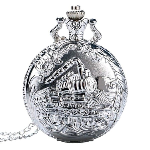 Montre Gousset Newton Cheminot Rare - Édition Locomotive Vapeur 1990 - Chaîne Sécurité Incluse - Quartz