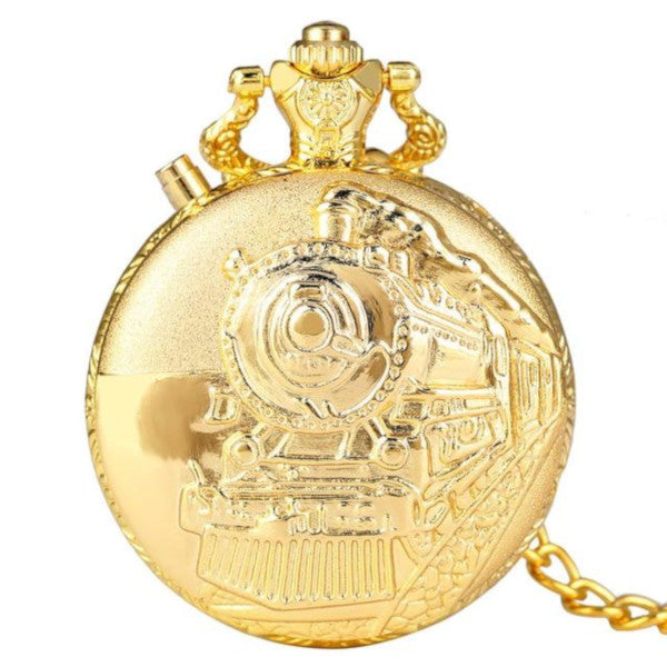 Montre Gousset Newton Cheminot Rare - Édition Locomotive Vapeur 1990 - Chaîne Sécurité Incluse - Quartz