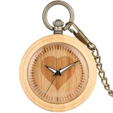 Montre à Gousset Cœur en Bois | La Montre à Gousset
