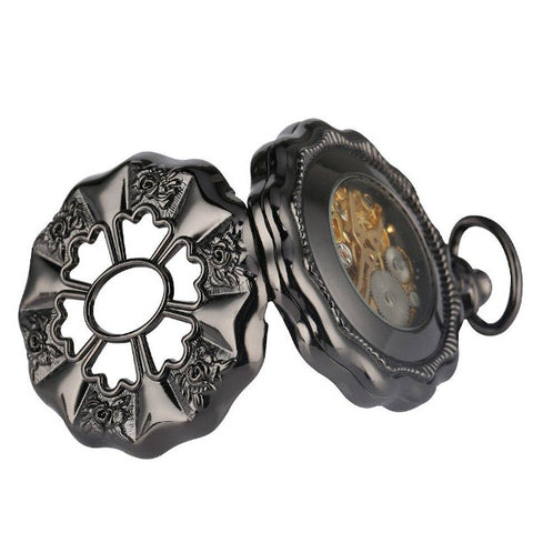 Gugxiom Montre De Poche Mécanique Lumineuse Vintage Steampunk Squelette - Avec Chaîne - Accessoire Mode Idéal