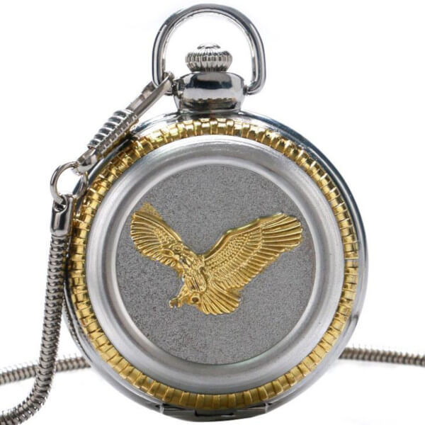 Montre Gousset Vintage Motif Aigle Dorée - Neuf Avec Étiquettes, Mouvement Quartz